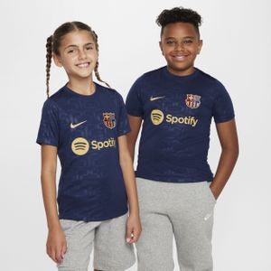 FC Barcelona Academy Pro Thuis Nike Dri-FIT warming-uptop met korte mouwen voor kids - Blauw