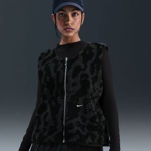 Nike hoogpolig fleecevest voor dames - Zwart