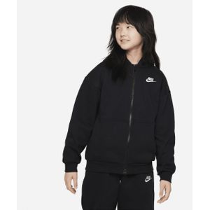 Nike Sportswear Club Fleece oversized hoodie met rits over de hele lengte voor meisjes - Zwart