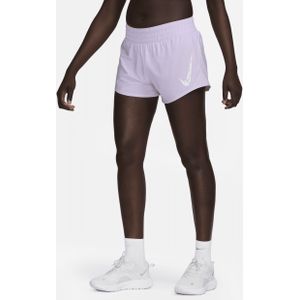 Nike One Dri-FIT damesshorts met halfhoge taille en binnenbroekje (8 cm) - Paars