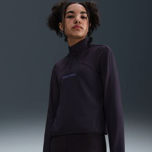 Nike Pro Therma-FIT - Meisjestop - Rood - Halflange Rits - Lange Mouwen