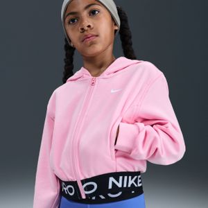 Nike - Pro Fleece Dri-FIT Hoodie - Zwart - Met Rits Over De Hele Lengte Voor Meisjes