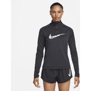 Nike Swoosh Dri-FIT tussenlaag met korte rits voor dames - Zwart