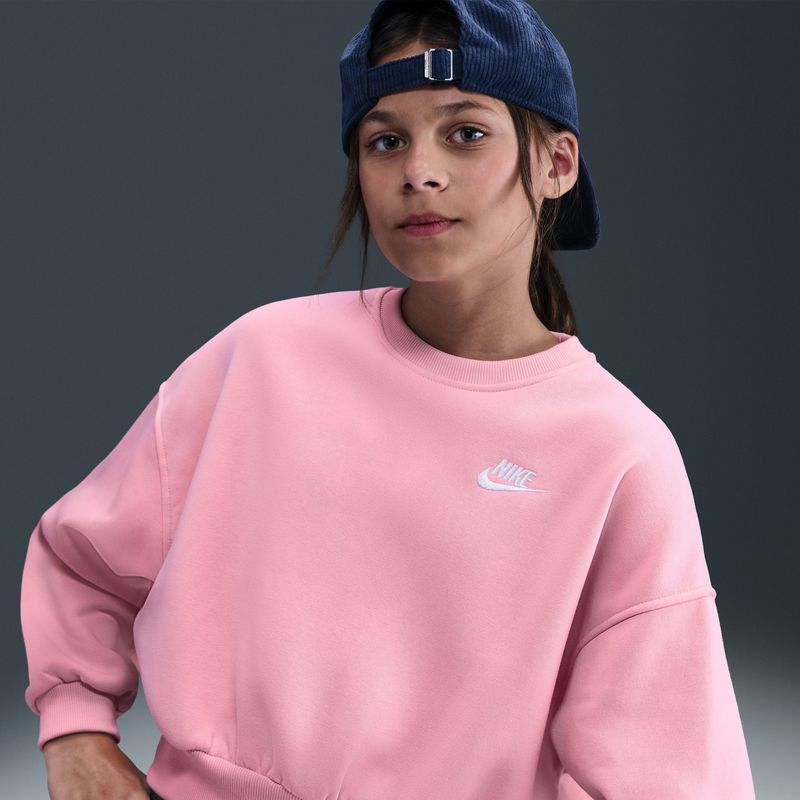 Nike Club Fleece sweatshirt met ronde hals en recht design voor meisjes - Roze