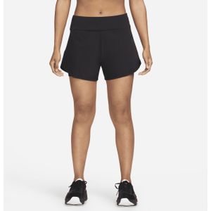 Nike Dri-FIT Bliss 2-in-1-shorts met halfhoge taille voor dames (8 cm) - Zwart