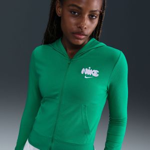 Nike damestop met rits over de hele lengte, capuchon en lange mouwen - Groen