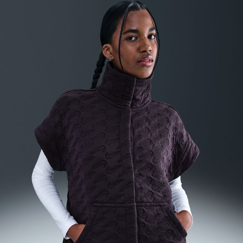 Nike Phoenix Fleece oversized jacquard bodywarmer voor dames - Paars