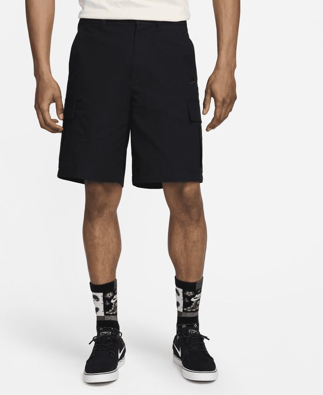 Nike Club geweven cargoshorts voor heren - Zwart