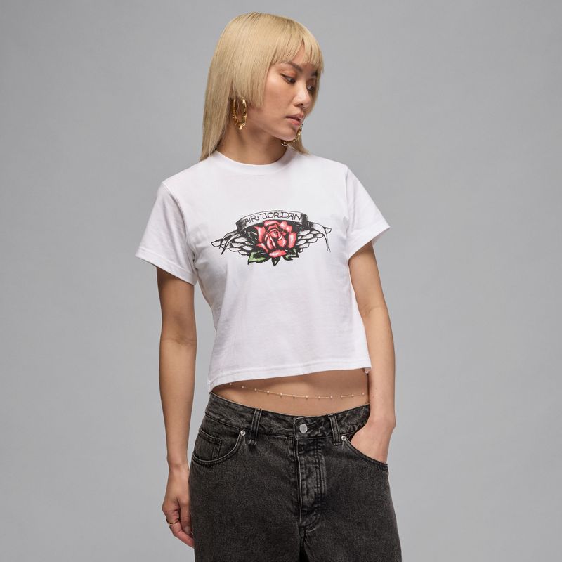 Jordan - Shirt - Groen - Ronde Hals - Kwartmouw - Bloemenprint