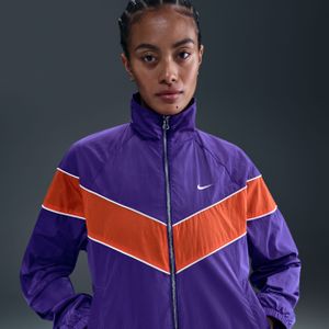 Nike Windrunner ruimvallend geweven damesjack met uv-bescherming en rits over de hele lengte - Paars