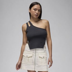 Jordan asymmetrische geribbelde tanktop voor dames - Zwart