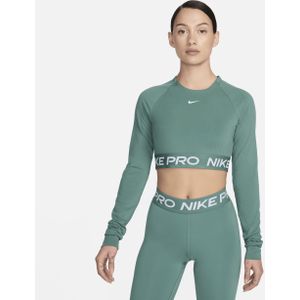 Nike Pro Dri-FIT korte top met lange mouwen voor dames - Groen