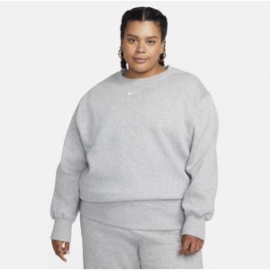 Nike Sportswear Phoenix Fleece oversized sweatshirt van fleece met ronde hals voor dames (Plus Size) - Grijs