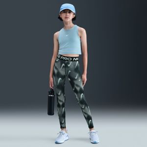 Nike Pro legging met halfhoge taille voor meisjes - Zwart