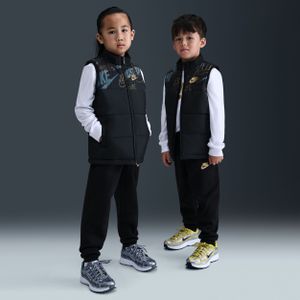 Nike set met T-shirt met lange mouwen, bodywarmer en broek voor kleuters - Zwart