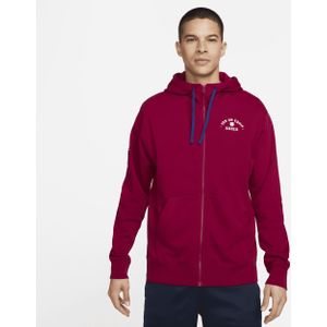 FC Barcelona Nike hoodie van sweatstof met rits voor heren - Rood