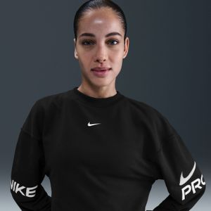 Nike Pro ruimvallend Dri-FIT sweatshirt met ronde hals van sweatstof - Zwart