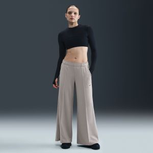 Nike trainingsbroek met wijde pijpen en halfhoge taille voor dames - Grijs