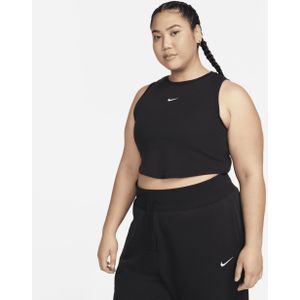 Nike Sportswear Chill Knit aansluitende, cropped tanktop met mini-rib voor dames (Plus Size) - Zwart