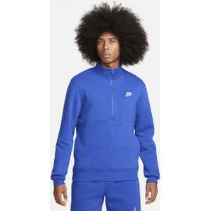 Nike Sportswear Club Trui van geborsteld materiaal met halflange rits voor heren - Blauw