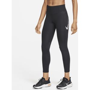 Nike Fast 7/8-hardlooplegging met halfhoge taille en zakken voor dames - Zwart