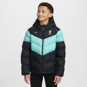 Liverpool FC Nike voetbaljack met synthetische vulling en capuchon voor kids - Zwart