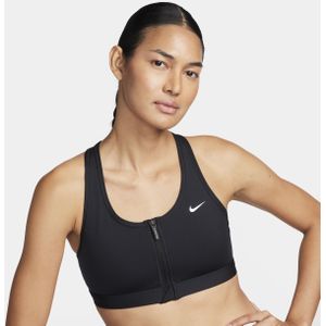 Nike Swoosh Front Zip padded sport-bh met medium ondersteuning - Zwart
