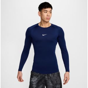 Nike Pro Dri-FIT strakke fitnesstop met lange mouwen voor heren - Blauw