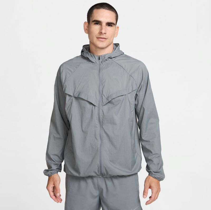 Nike - Stride Repel UV - Hardloopjack - Grijs - Waterafstotend, Opvouwbaar, UV-bescherming