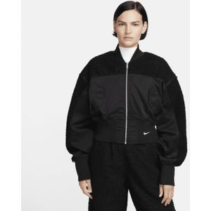Nike Sportswear Collection bomberjack van hoogpolige fleece voor dames - Zwart