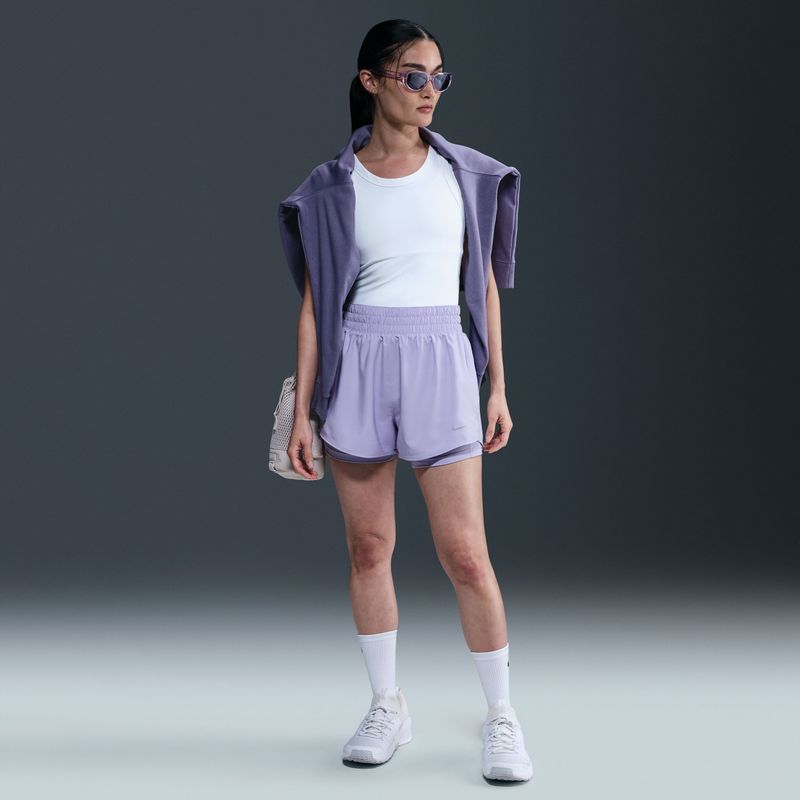 Nike - One Dri-FIT - Korte Broeken - Paars - 2-in-1 met Hoge Taille