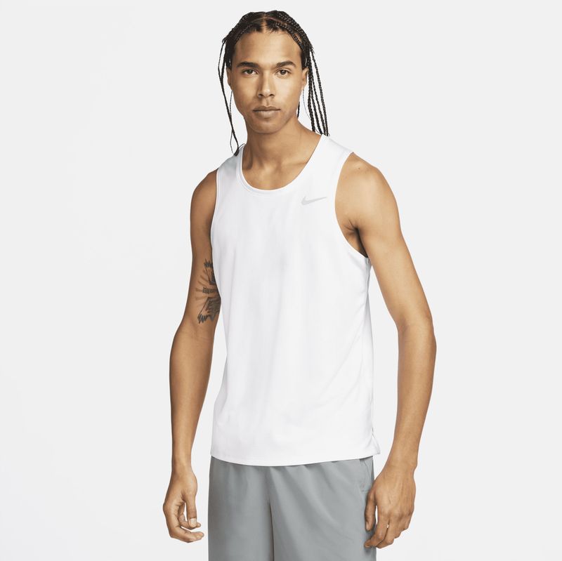 Nike Miler hardlooptanktop met Dri-FIT voor heren - Wit