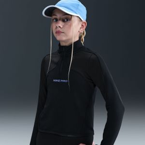 Nike Pro Therma-FIT - Meisjestop - Rood - Halflange Rits - Lange Mouwen