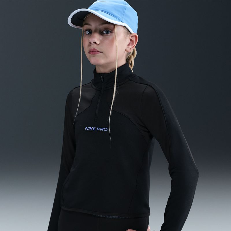 Nike Pro Therma-FIT - Meisjestop - Rood - Halflange Rits - Lange Mouwen