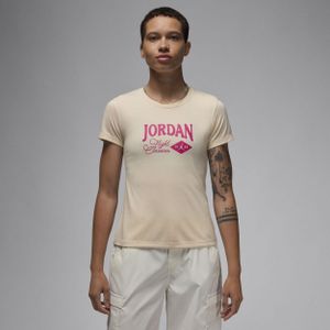 Jordan T-shirt met graphic en aansluitende pasvorm voor dames - Bruin