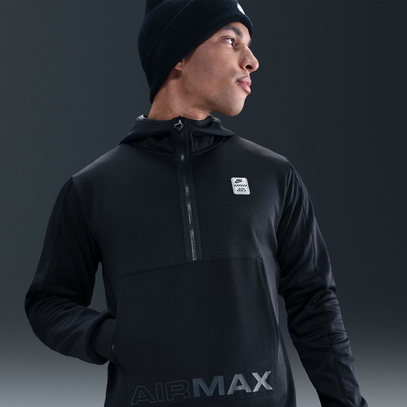 Nike Nike Air Max fleecehoodie met halflange rits voor heren - Zwart- Heren, Zwart