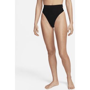 Nike Swim uitgesneden bikinibroekje met hoge taille voor dames - Zwart