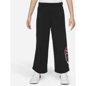 Nike Floral Fleece broek met wijde pijpen voor kleuters - Zwart