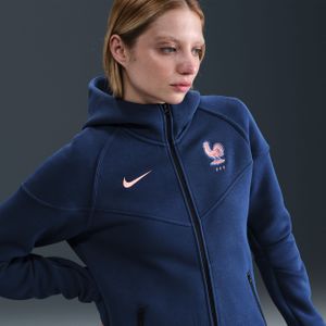 FFF Tech Windrunner Nike voetbalhoodie van fleece met rits voor dames - Blauw