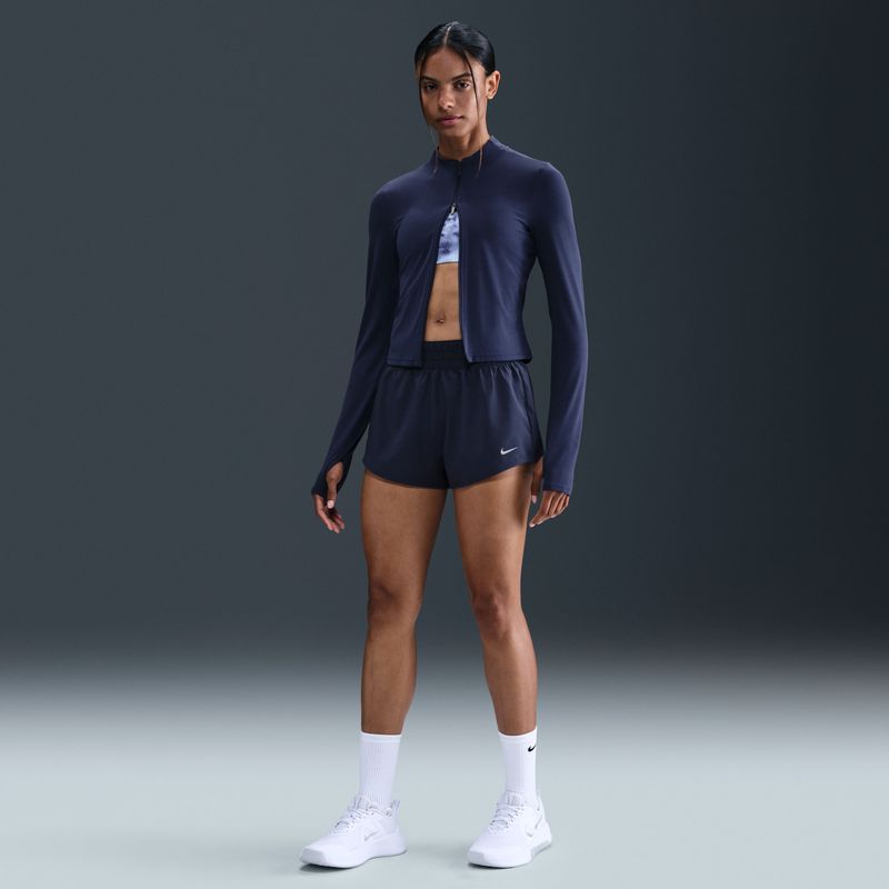 Nike - One Dri-FIT - Damesshorts - Blauw - Halfhoge Taille met Binnenbroekje