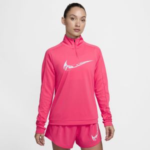 Nike Swoosh Dri-FIT hardlooptussenlaag met korte rits voor dames - Roze