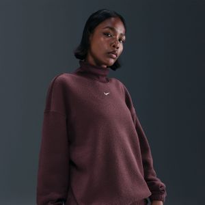Nike Phoenix Plush oversized top met opstaande kraag van zachte fleece voor dames - Rood