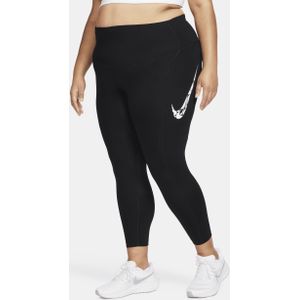 Nike Fast 7/8-hardlooplegging met halfhoge taille en zakken voor dames (Plus Size) - Zwart