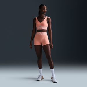 Nike Pro Sculpt bikeshorts met hoge taille voor dames (8 cm) - Oranje