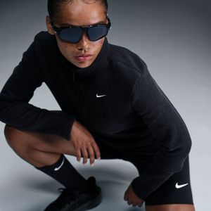 Nike Phoenix Plush aansluitende damestop van comfortabele fleece met lange mouwen en halflange rits - Zwart