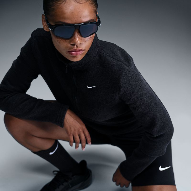 Nike Phoenix Plush aansluitende damestop van comfortabele fleece met lange mouwen en halflange rits - Zwart