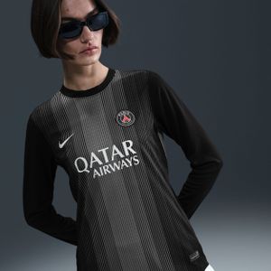 Paris Saint-Germain 2025/26 Stadium Goalkeeper Nike Dri-FIT replicavoetbalshirt met lange mouwen voor dames - Zwart