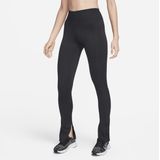 Nike One lange legging met hoge taille en splitjes in de zoom voor dames - Zwart