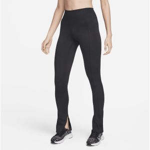 Nike One lange legging met hoge taille en splitjes in de zoom voor dames - Zwart