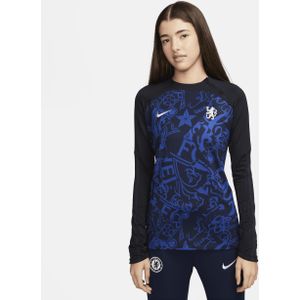 Chelsea FC Strike Nike Dri-FIT voetbaltrainingstop met ronde hals voor dames - Blauw